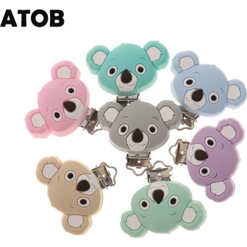 ATOB 10PCS Silicone Koala Clips silicone baby clip pacifier Dummy Chain Holder Soother Nursing Jewelry Toy Clips BPA Free