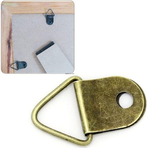 200PCs Antique Bronze Triangular D-Ring Hanging Oil Painting Mirror Picture Frame Hanger Art Work Photo Wall Hooks