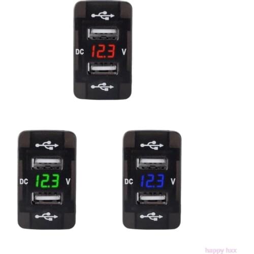 2019 DC 12V 24V Dual USB Car Charger Socket Digital LED Voltmeter Meter Monitor Power Adapter For HONDA