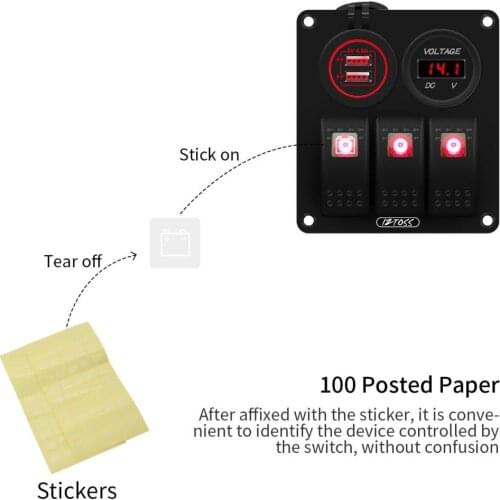 3 Gang Switch Panel with 12V-24V LED Digital Voltmeter for RV Car Truck Marine Boat SUV (Blue Light)