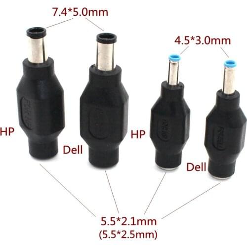 4Pcs/lot 4.5 x 3.0 mm 7.4 x 5.0 mm DC Male to 5.5 x 2.1mm DC Female Power Plug Adapter Connector with chip for DELL for HP
