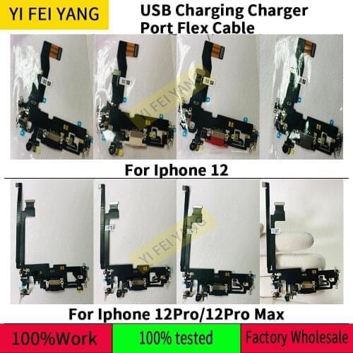 5Pcs OEM NEW For IPhone 12 Pro Max With IC USB Charging Dock Connector Charger Plug Port Flex Cable Mic RePlacement Parts