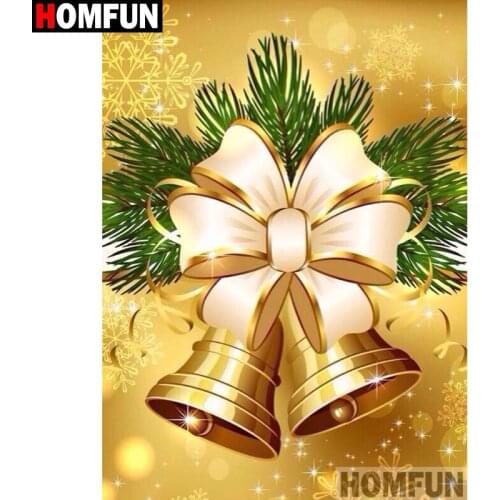 HOMFUN Full Square/Round Drill 5D DIY Diamond Painting "Christmas bell" 3D Diamond Embroidery Cross Stitch Home Decor A18829