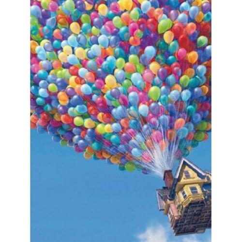 5D DIY Diamond Painting Embroidery Cross Stitch Mosaic Balloons and Flying House Pictures Landscape Home Decoration Hand FH1079