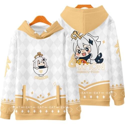 Anime Genshin Impact Paimon Cosplay Costumes 3D Printed Adult Men Pullovers Hoodie