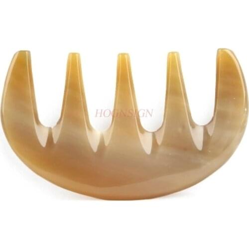 Authentic Natural Massage Comb Large Tooth Wide Neck Scraping Anti Hair Loss Scalp Head Meridian Combs Pure Horn Hairdressing