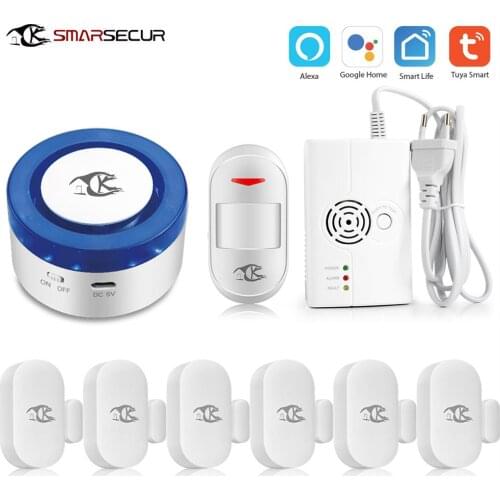 Wireless smart WIFI alarm siren Home security system with Smart life APP with gas detector