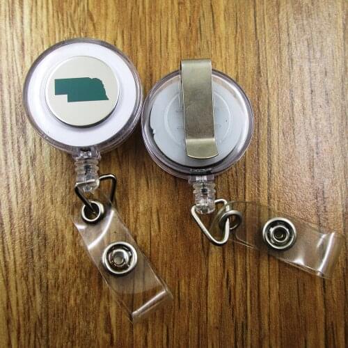 Nebraska ID Badge Reel gift for him/her friend family retractable recoil id badge holder work fun