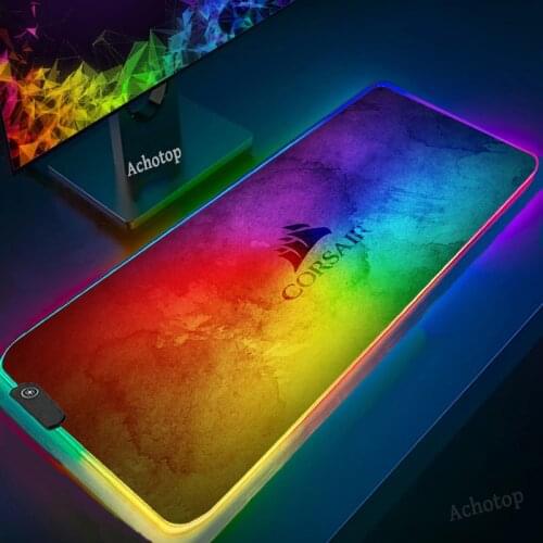 CORSAIR Logo RGB Large Gaming Mouse Pad Computer PC Carpet Gamer USB Wired LED Lighting Colorful Luminous Soft Mousepad Desk Pad