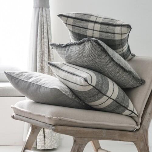 DUNXDECO Industry Style Gray Cushion Cover Couch Decorative Pillow Case Simple Vintage Art Classical Check Sofa Chair Coussin