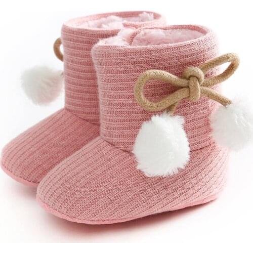 Baby Kid Boys Girls Knitted Fur Boots Toddlers Soft Sole Short Warm Soft Snow Boys Girls Boots Shoes 0-18 Months