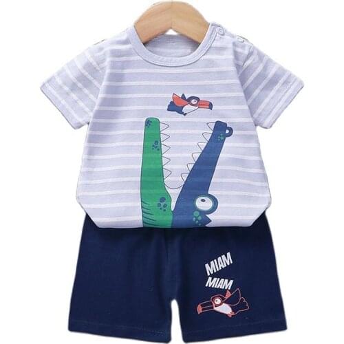 Toddler Boys Cotton Clothes Sets Girl Summer Cartoons Sets Short Sets Tops +Pants Children Short Sleeve Breathable Shorts Set