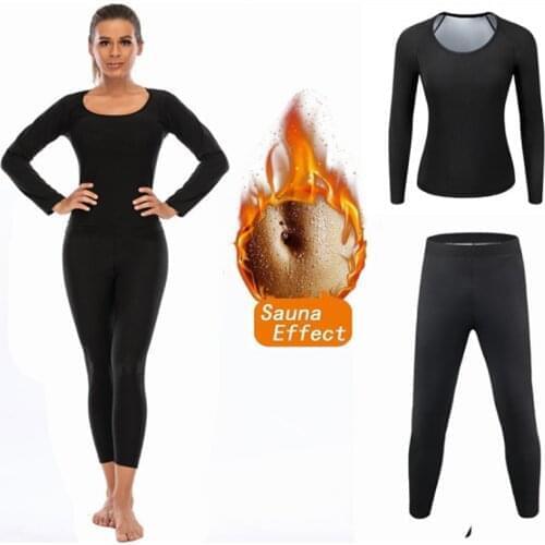 Hot Silver Ion Sauna Suit Workout Sweat Weight Loss Fitness Shapewear Slimming Waist Trainer Long Sleeve T shirt And Pants