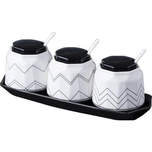 Northern European-Style Ceramic Seasoning Jar Set Kitchen Household Seasoning Box Seasoning Bottle Salt Jar