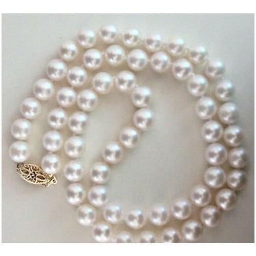 Classic9-10mm south sea round white pearl necklace 18inch 14k