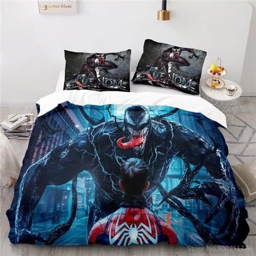 3D Venom Spiderman Bedding Set Disney Marvel Avengers Alliance Duvet Cover Pillowcase Set Home Textile Bedclothes for Adult Boys