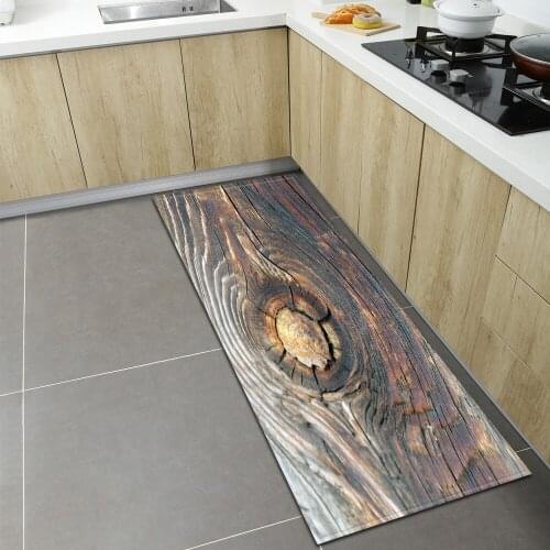 Kitchen Mat Entrance Doormat Wood Grain Pattern Hallway Balcony Bathroom Anti-Slip Rug Bedroom Room Carpet Kids Decoration Home