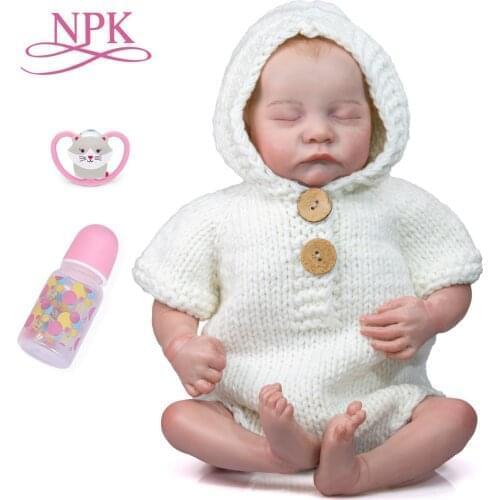 NPK 49CM Reborn Baby Levi Bebe Doll lifelike Soft Body Flexible Hand-Drawing Hair 3D Skin Tone with Veins premie size cuddly