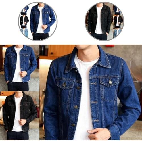 Outwear Cool Single-breasted Men Denim Coat Streetwear Men Coat Long Sleeve for Autumn