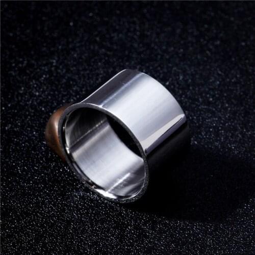 MOREDEAR Light Polish 14MM Wider Titanium Ring for Men Silver color
