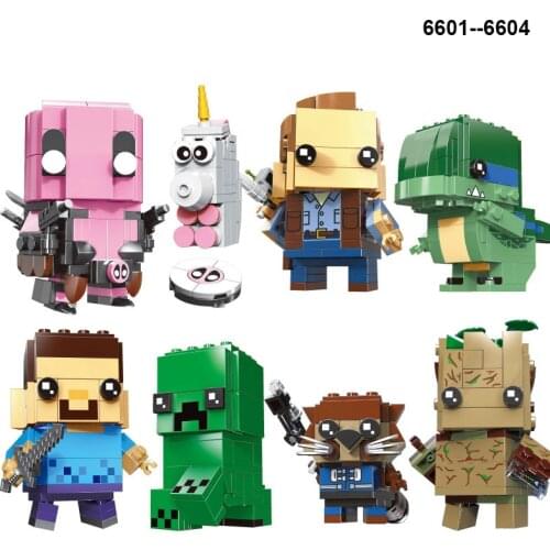 Cute Doll Mini Block Steve Creeper Bircks Owen Bule Gwenpool Building Blocks Kit Cute Robot Doll Gift for Children 6601-6604