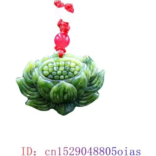 Jade Lotus Pendant Jewelry Fashion Carved Chinese Gifts Accessories Natural Necklace Amulet Charm Gemstone Women