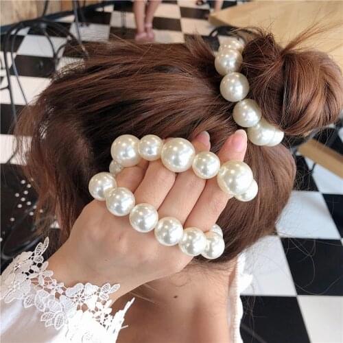 New Simple Elastic Hair Bands Rubber Band Women Girls Fashion Pearl Hair Accessories Head Rope Hair Ornaments Headwear Gift