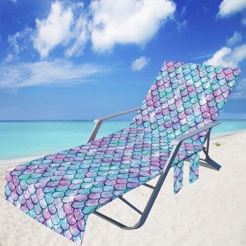 New Geometric Outdoor Microfiber Beach Chair Cover Up Towels Portable Swim Pool Bath Towel Sun Lounge Chair Blanket With Pockets