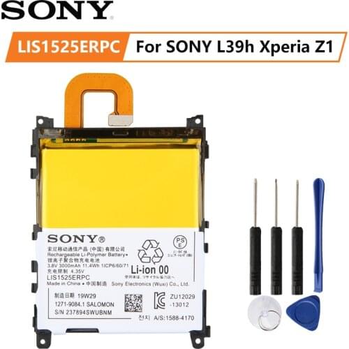 Original SONY Battery For SONY L39h Xperia Z1 Honami SO-01F C6902 C6903 LIS1525ERPC 3000mAh Authentic Phone Replacement Battery