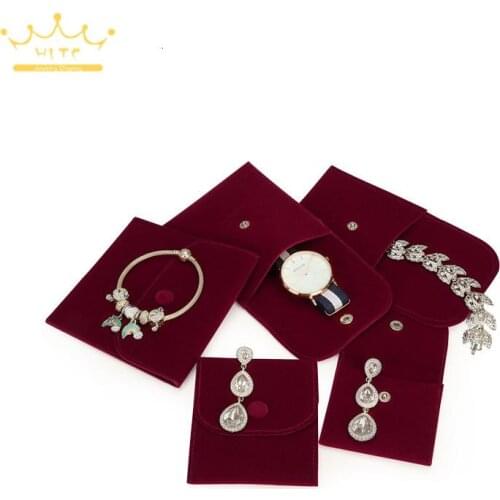 Luxury Jewelry Portable Packaging Bag Snap Superior Soft Velvet Gift Bracelet Bag Necklace Earrings Ring Storage Pouch All Sizes