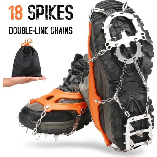 Crampon 18/10 Teenth Spikes Traction Cleats Anti-slip Ice Snow Grips with Storage Pouch Crampon Anti-slip Ice Snow Grips