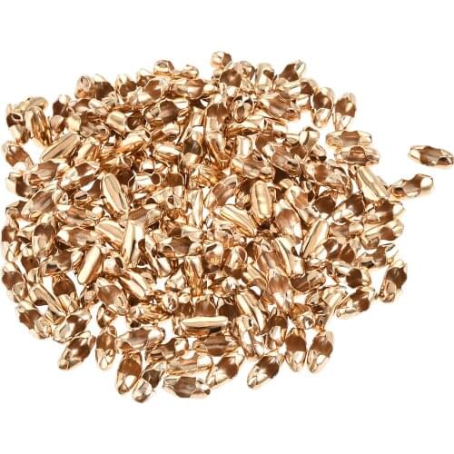 Uxcell Ball Chain Connector 1.5mm Crimp Link Iron Electroplating Champagne Gold 200 Pcs