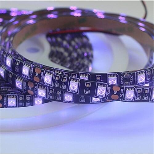 Super Brightness 5M DC12V SMD 5050 60leds/m Black PCB UV Led Strip Light Purple UV Ultraviolet Identify Money Flexible LED Tape
