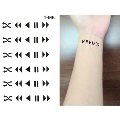 Waterproof Temporary Tattoo cute Pause Fast forward key Music key tatto Water Transfer fake tatoo 10.5*6 cm for man woman