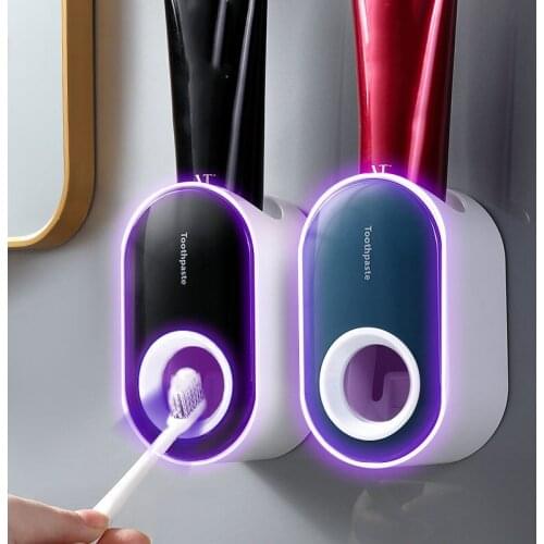 Bathroom Toothpaste Squeezer Automatic Toothpaste Dispenser Wall Mounted Toothbrush Holder Stand Bathroom Accessories Dust-proof