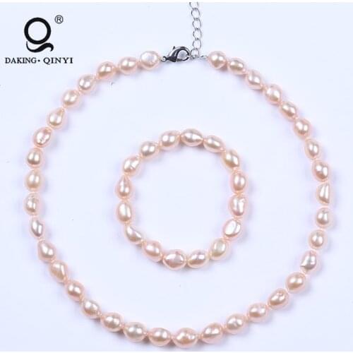 Natural Pink Freshwater Pearl Beaded Jewelry Sets Price For MotherS gift