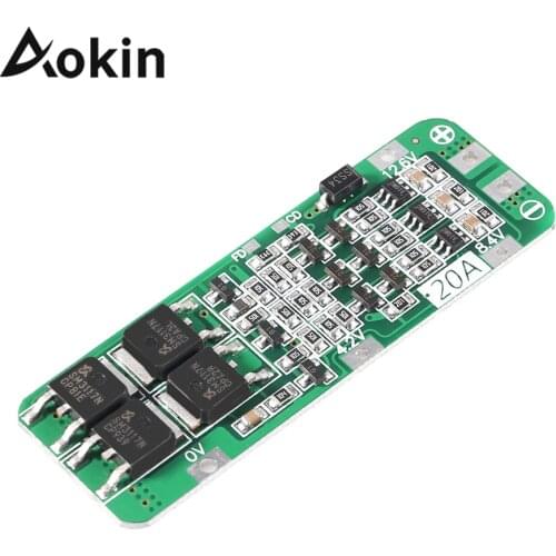 Aokin 3S 20A Li-ion Lithium Battery 18650 Charger Protection Board PCB BMS 12.6V Cell Charger Module bms 3s 12.6v 20a 18650