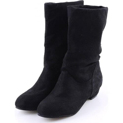 2021 Autumn Winter Women Boots Mid-Calf Martin Boots Brand Fashion Female Stretch Cotton Fabric Slip-on Boots Flat Shoes Woman