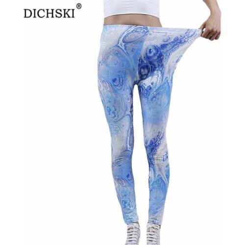 DICHSKI High Elastic Waist Leggings Women Ink Tie-Dye Pants Exercise Bottom Fitness Push Up Ladies Workout Polyester Casual