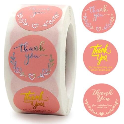 100-500pcs Pink Gold Sticker Thank You Sticker For Supporting Business Labels Sticker Package Decoration Stationery Supply
