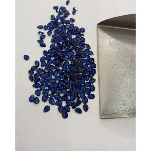 100pcs 114# Pear Dark Blue Stone 3*4mm-5*7mm Synthetic Spinel Dark Blue Stone For Jewelry