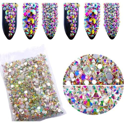 1440pc Crystal AB Flat Back Rhinestones Glass Crystal loose Beads wholesale bulk pack 2mm 3mm 4mm 5mm 6mm 7mm