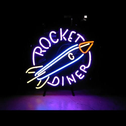 19“x15" Diner Rocket Open Neon Light Lamp Sign Beer Bar Handmade Glass Decorate Home Wall Room Windows Display Artwork Display