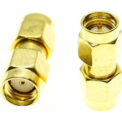 1X Pcs SMA Male To RP-SMA RPSMA RP SMA Male Plug Cable Antenna Connector Socket Gold Plated Brass Straight Coaxial RF Adapters