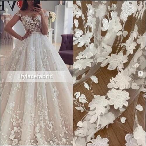 LFY Hot Sale Embroidery Net Lace Fabric For dress Cloth wholesale African French Tulle Lace For Wedding Garment Accessories