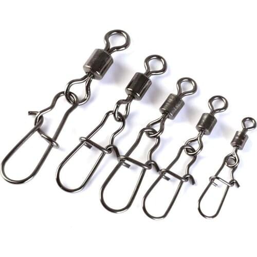 210 Pcs/set Rolling Swivel Fast-lock Snap Ball Bearing Fishing Connector Swivel Clasp Metal Carabiner Clip Swivel Clasp