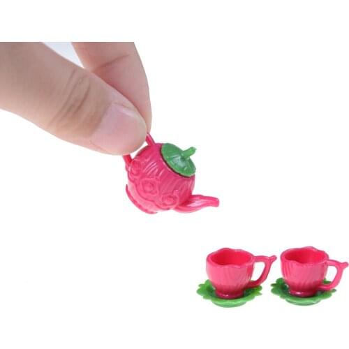 3pcs/set Tea Pot Cups Plates Set Dollhouse Decor Kitchen Classic Toy Pretend Play Best Gift Girl For Doll Accessiores