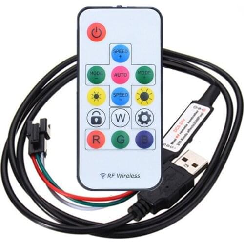 5-24V USB Pixel LED Controller for WS2812B Digital LED Pixel Strip with 14key RF Wireless Remote DIY WS2812 Control Addressable