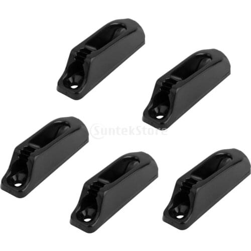 5PCS Black Strong Nylon Self-locking Rope Cord Runner Tensioner Fits Rope within 4mm Dia. Boat Canoe Kayak Accessories