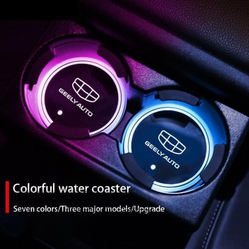 7 Colors LED Car Cup Holder Car Atmosphere Light For Geely Atlas Coolray Boyue NL3 Emgrand X7 EX7 SUV GT GC9 Auto Accessories